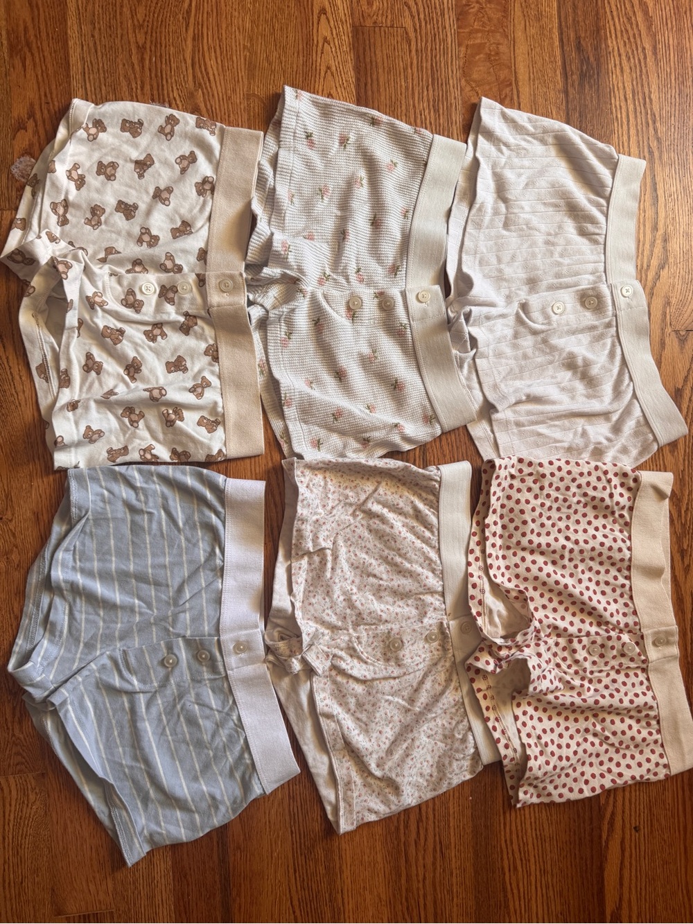 Brandy Melville Neutral & Pastel Patterned Boy Shorts - Beige, Light Blue, Pink